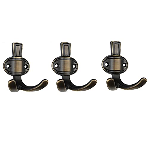 BASXDRFXZ Wandgarderobenhaken 3er Pack Home Storage Wandhaken Metall Doppelhaken Kleiderhaken Strapazierfähige for Mäntel Schals Taschen Hüte(B) von BASXDRFXZ