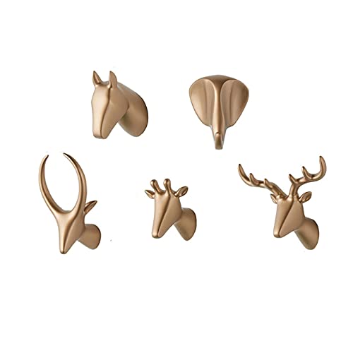 BASXDRFXZ Wandgarderobenhaken 5 Stück kreative Tierform Kleiderhaken Harz Wandhalterung Badezimmerhaken for Aufhängen von Mantel, Hut, Handtuchtasche von BASXDRFXZ