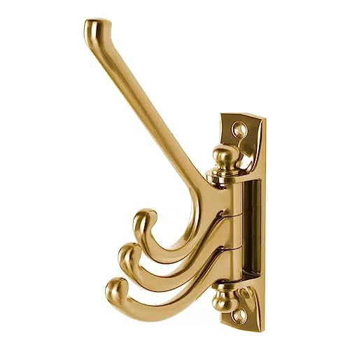 BASXDRFXZ Wandgarderobenhaken Messingfarbener dreiköpfiger Metallhaken, moderne, minimalistische Wohnzimmerdekoration, Wandgarderobenhaken von BASXDRFXZ