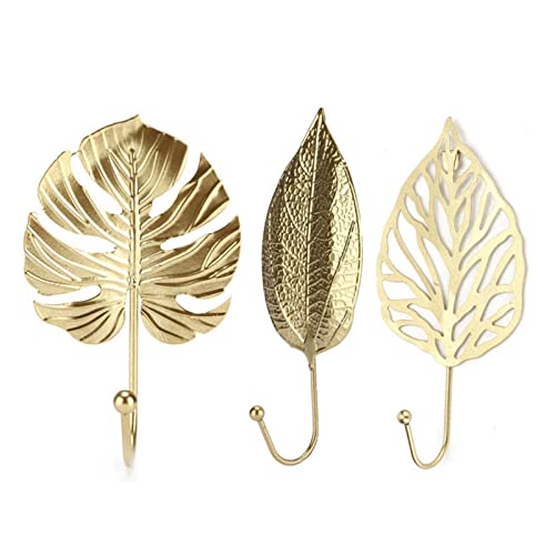BASXDRFXZ Wandgarderobenhaken Modethaken Haken Metallhaken kreativer Mini-Kleiderbügel aus Blattgold ausblatt geformtes Badezimmer Wohnzimmer Wandmontierter Kleiderregal von BASXDRFXZ