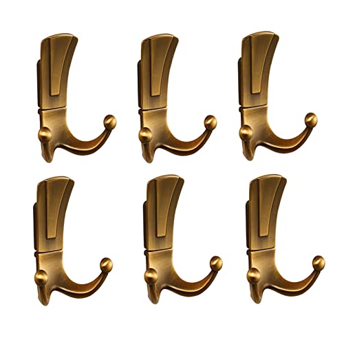 BASXDRFXZ Wandgarderobenhaken Wandhalterung Retro Metallbeschichtete Haken Zinklegierung, Hakenschatzguss for Schlafzimmer Badezimmer 6 Pack(A) von BASXDRFXZ