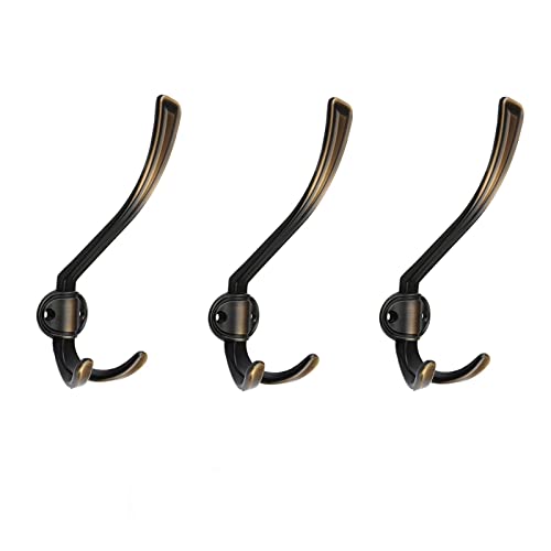 BASXDRFXZ Wandgarderobenhaken Wandmontierter Mantel Rack Moderne Stil Metall Doppel Set Haken 3-Stück Hochleistungsmantel Hängen Hüte Roben Mäntel(A) von BASXDRFXZ