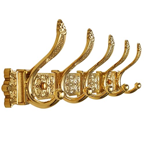 BASXDRFXZ Wandgarderobenhaken Zink-Legierung Wandmontierter Rack Hook European Creative Wall Toil Haken GOLDENTRABE (5 Haken) von BASXDRFXZ