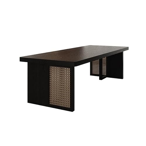 Moderner Küchentisch Teetisch aus massivem Rattan, großer schwarzer Bretttisch, geeignet for Wohnzimmer, Restaurants und Cafés(180cm) von BASXDRFXZ