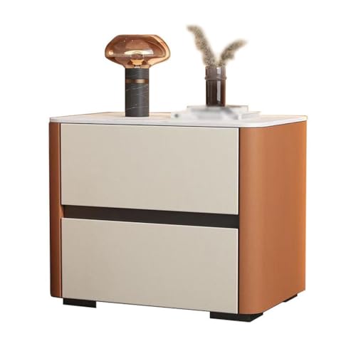 Nachttisch Moderner, minimalistischer Mini-Aufbewahrungsschrank, kreativer Schlafzimmer-Nachttisch aus massivem Holz, heller, luxuriöser Leder-Aufbewahrungsschrank Nachttisch für Schlafzimmer(A) von BASXDRFXZ