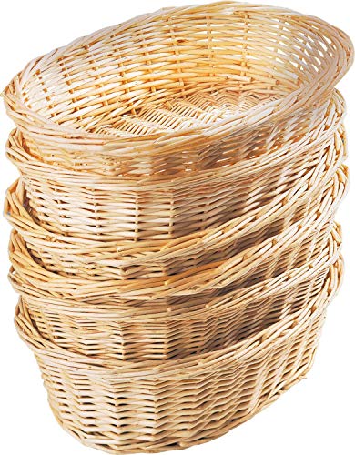 Batania 10er Set Weidenkörbchen, Brotkorb, Geschenkkorb, Präsentkorb, klein, geflochten, oval und leer | L 26 cm x B 19 cm x H 9 cm von BATANIA