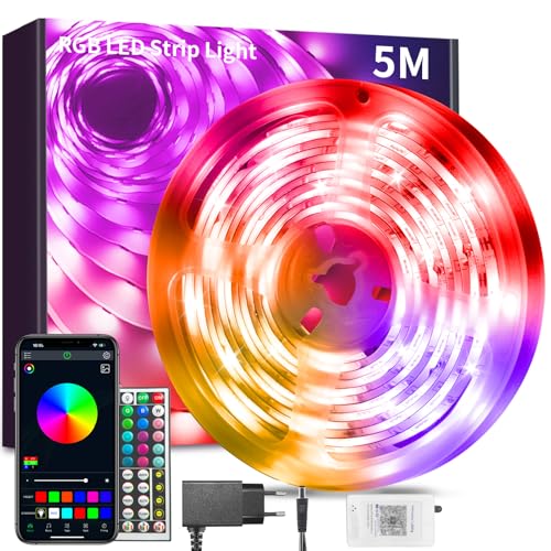 Led Strip 5m RGB LED Streifen mit Bluetooth Musik Sync Timer-Einstellung Dimmbar Farbwechsel Led Lichterkette Lichtband Leiste Band für Zuhause Party Led Strip 5m RGB LED Streifen mit Bluetooth Musik Sync Timer-Einstellung Dimmbar Farbwechsel Led Lichterkette Lichtband Leiste Band für Zuhause Party von BATHEBRIGHT