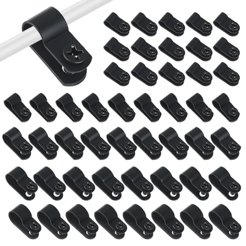 200 Stück Kabelschellen R-Type 5 Größen Nylon Kabelhalter Kit mit 200 Stück Schrauben Kabelschellen zum Schrauben R Typ Cable Clip für Kabelbefestigung, Drahtmanagement (Schwarz) von BATHRINS