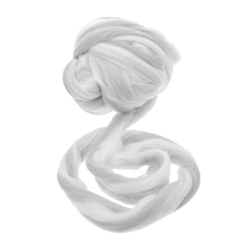 BATHVEVE 1 Packung Farbiger Kammzug DIY Nachahmungswolle Weicher Baumwolle für Anfänger für Nadelfilzen Basteln und Dekoration Weiß mit Muster von BATHVEVE