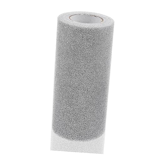 BATHVEVE 1 Rolle Glitzer-mesh-Rolle Hochzeit Basteln Stoff Dekoration Nähen Dekoratives Tüllband Tüllverzierung Party-Layout Tüll Handwerk Machen Tüll Silber Polyester von BATHVEVE