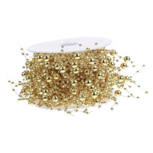 BATHVEVE 1 Rolle Vase Perlenkette Hochzeitsdeko plastiktisch tischdeko esstisch plasure blumenstecker funkeln Weihnachtsdekoration Girlande füller Perlendekor Perlen Handwerk Perlen Golden von BATHVEVE