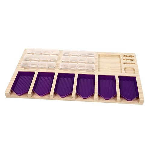BATHVEVE 1 Satz Diamantmalwerkzeugpalette Diamanten Kit-Tool Sortierfach Diamant-strassplatte Aufbewahrung Von Diamantkunst Zubehör Tablett Diamantbild-werkzeugplatte Violett Hölzern von BATHVEVE