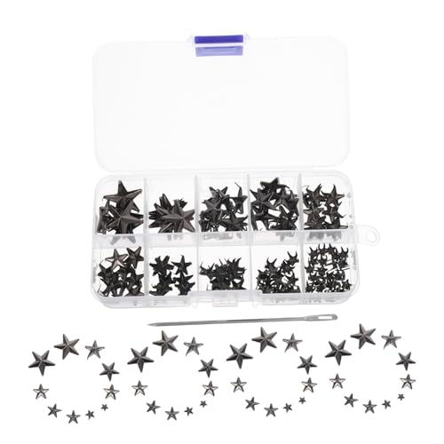 BATHVEVE 1 Satz Teilige Stern Nieten für DIY Projekte Metall Nieten Box mit Awl für Kleidung Schuhe und Accessoires Langlebig und Sicher Befestigt für Kreative Bastelarbeiten von BATHVEVE