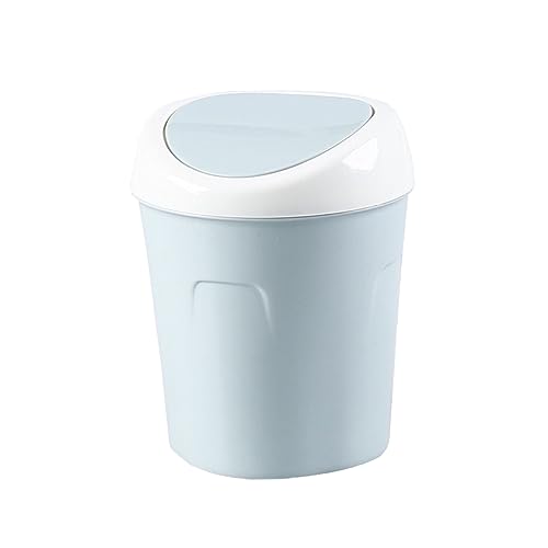 BATHVEVE 1 Stück Mini Tischabfalleimer mit Deckel Blauer Mülleimer für Zuhause Büro und Wohnzimmer Praktischer Abfallbehälter für Schreibtisch Leicht zu Reinigen und Platzsparend von BATHVEVE