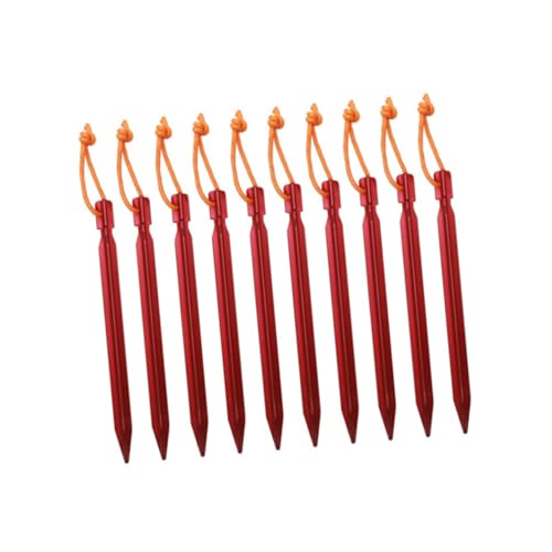 BATHVEVE 10 Stück Reflektierende Zeltheringe Rot mit Tragetasche Robuste Erdanker für Camping Garten und Outdoor Sichere Befestigung von Zelt Pavillon Markise und Pflanzenstrukturen von BATHVEVE
