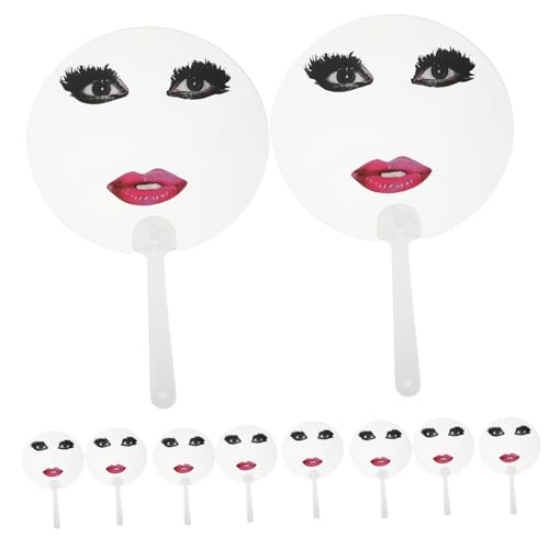 BATHVEVE 10 Stück Teiliges Transparenter Handfächer mit Lippenmuster Leicht und Tragbar als Performance Requisiten DIY Malfächer Party Accessoires für Festivals und Sommerveranstaltungen von BATHVEVE