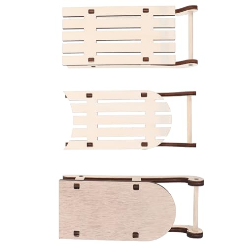 BATHVEVE 12 Stück Miniaturschlitten Holz Dekoration Teiliges DIY Weihnachtsornament aus Hochwertigem Holz Rustikale Schlitten für Tischdeko Familie und Freunde von BATHVEVE