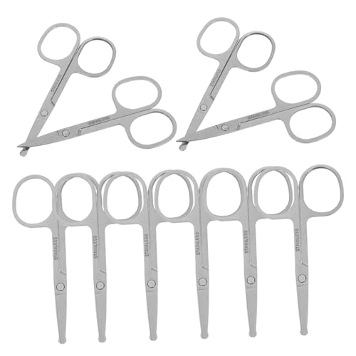 BATHVEVE 12 Stück Teiliges Kleine Edelstahl Scheren mit Abgerundeten und Spitzen Klingen Tragbare Präzisionsscheren für Laborbedarf Gesichts und Augenbrauenschneiden Vielseitig und von BATHVEVE