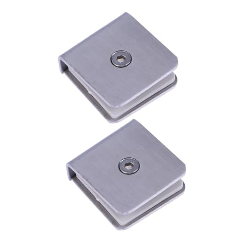 BATHVEVE 2 Stück Edelstahl Glasclip Quadratisch Gebürstet Glasregal Halterung Bad Spiegelbefestigung Vielseitig Langlebig Einfache Montage von BATHVEVE