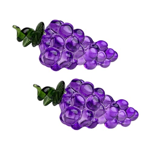 BATHVEVE 2 Stück Kristalltrauben Figur Detailreiche Violette Obstskulptur Stilvolle Tischdekoration für Zuhause und Büro Langlebige Platzsparende Wohnaccessoire von BATHVEVE