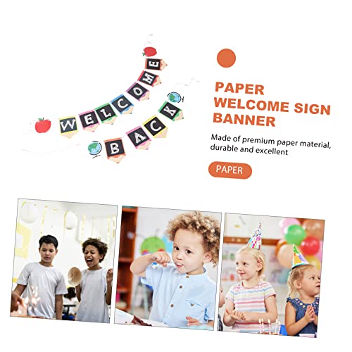BATHVEVE 2 Stück Teiliges Welcome Banner aus Hochwertigem Papier Dekoratives Back To School Banner mit Farbenfrohem Design für Schulanfang Klassenzimmerdekoration und Fotorequisiten von BATHVEVE