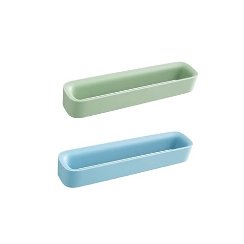 BATHVEVE 2 Stück Wandmontiertes Slipper Regal Selbstklebendes Aufbewahrungsregal für Hausschuhe Grün und Blau Platzsparender Organizer für Bad Flur und Möbeloberflächen von BATHVEVE