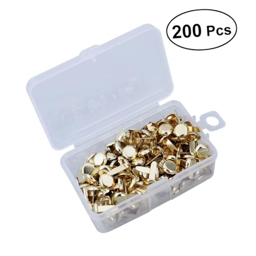 BATHVEVE 200 Stück Goldene Rundklammern für Basteln Metallpapierklammern mit Aufbewahrungsbox für Scrapbooking und DIY Projekte von BATHVEVE