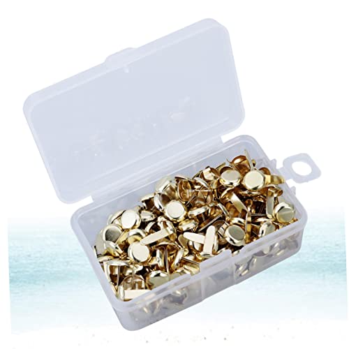 BATHVEVE 200 Stück Metall Brads Elektropolierte Runde Papierklammern für Bastelarbeiten Scrapbooking Fotos und Mehr Gold mit Praktischer Aufbewahrungsbox von BATHVEVE