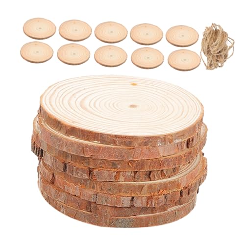 BATHVEVE 25 Stück Rustikale Holzscheiben: Unbehandelte Naturholzscheiben Mit Loch Und Seil – Blankostücke Für Tischdekorationen Bei Hochzeiten, Tischkarten Und Selbstgemachte Untersetzer von BATHVEVE