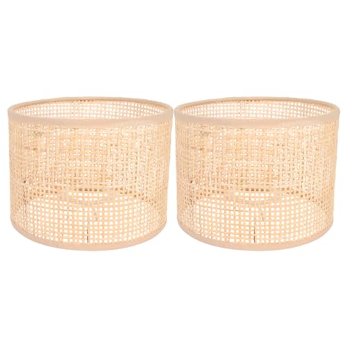 BATHVEVE 2Stücke Rattan Lampenschirm Handgewebte Pendelleuchte für Wohnzimmer und Schlafzimmer Rustikales Design Lampenabdeckung für Gemütliche von BATHVEVE