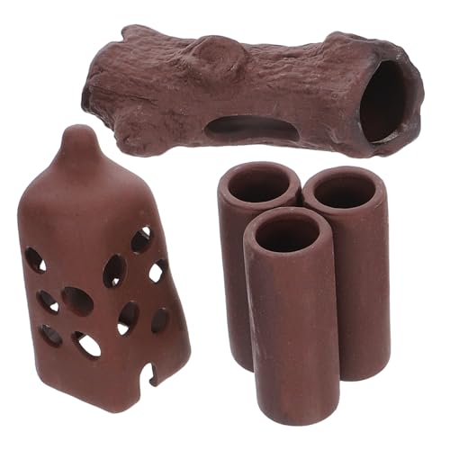 BATHVEVE 3 Stück Teiliges Aquarium Versteck aus Keramik Einzigartiges Versteck für Fische und Garnelen Dekorative Höhle für Betta Zucht Robustes Langlebiges Design aus Sandkeramik von BATHVEVE