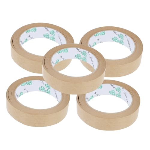 BATHVEVE 5 Stück Umweltfreundliches Wasserfestes Kraftpapier Klebeband Stark Klebend Selbstklebend für Verpackungen Kartonversand Bündeln und Reparaturen von BATHVEVE