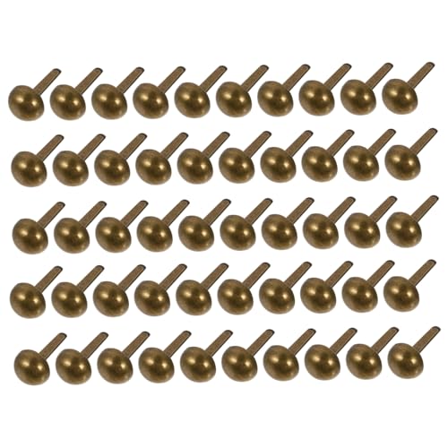 BATHVEVE 50 Stück Mini Metallrundkopf Zwei Fuß Nägel Brads für DIY Bastelarbeiten Kinderhandwerk Taschen Zubehör Bronzefarbig Praktische Befestigungsschrauben von BATHVEVE