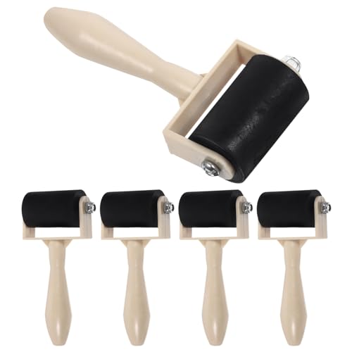 BATHVEVE 5Stücke Druckwalzen für Linoldruck und Malzubehör Ergonomischer Griff Langlebige Verarbeitung für Stempel Blockfärbung und DIY Projekte von BATHVEVE