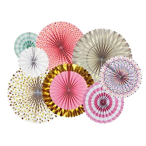 BATHVEVE 8 Stück Papierventilator Blumen -Set Hochzeit Kinderpapierfans Falten Krepp Lüfter Faltbare Ventilatoren Faltfächer für Frauen Klappventilatoren Masse Golden von BATHVEVE