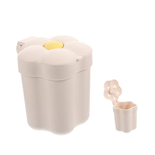 BATHVEVE Kleiner Tisch Mülleimer aus Kunststoff Blumenförmig mit Deckel für Büro Schlafzimmer Wohnzimmer und Auto Kleiner Mülleimer für Schreibtisch Luftdicht von BATHVEVE