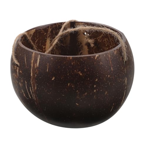 BATHVEVE Hängender Blumentopf Aus Kokosnussschale Pflanzgefäß Mit Seil Für Zimmerpflanzen Balkon Und Garten Platzsparendes Aufhängedesign Für Innenbereich Und Außenbereich von BATHVEVE