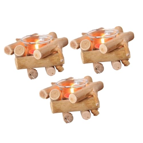 BATHVEVE Kerzenhalter Satz aus Driftwood Handgefertigte Kerzenständer für Stumpenkerzen Rustikales für Tischdekoration für Hochzeiten Partys und Feiertage von BATHVEVE