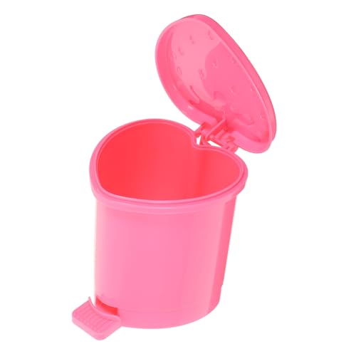 BATHVEVE Kleiner Mülleimer mit Deckel Kawaii Desktop Abfallbehälter Herzform Süßer Papierkorb für Büro und Küche für Kleine Abfälle und Lebensmittelreste von BATHVEVE
