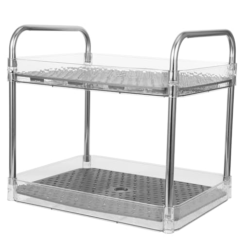 BATHVEVE Küchen Geschirrabtropfständer Doppelstöckiger Abtropfkorb mit Entwässerungsdesign Platzsparender Utensilienhalter für Töpfe Teller und Besteck für Küche von BATHVEVE