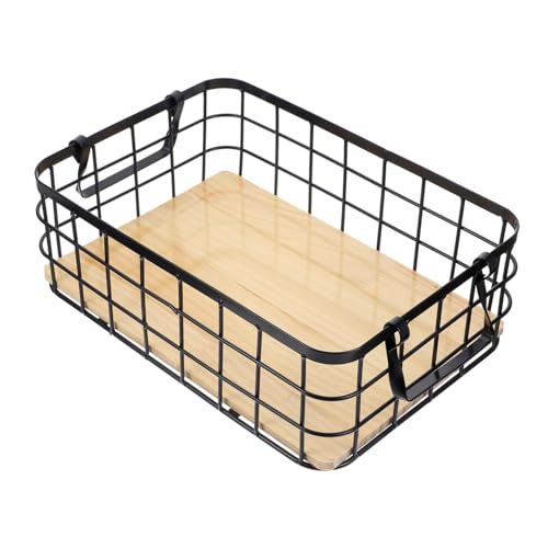 BATHVEVE Küchenaufbewahrungsbox aus Metall Multifunktionaler Drahtkorb für Obst Gemüse und Kleinigkeiten Kompakte Stapelbare Aufbewahrungslösung Schwarz Klein für Küche und Wohnbereich von BATHVEVE