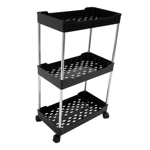 BATHVEVE Trolley Lagerregal 3-lagig Mit Rädern Multifunktionales Rollwagen Aufbewahrungsregal Für Badezimmer Küche Und Büro Praktischer Raumorganizer in Schwarz Leicht Transportierbar BATHVEVE Trolley Lagerregal 3-lagig Mit Rädern Multifunktionales Rollwagen Aufbewahrungsregal Für Badezimmer Küche Und Büro Praktischer Raumorganizer in Schwarz Leicht Transportierbar von BATHVEVE