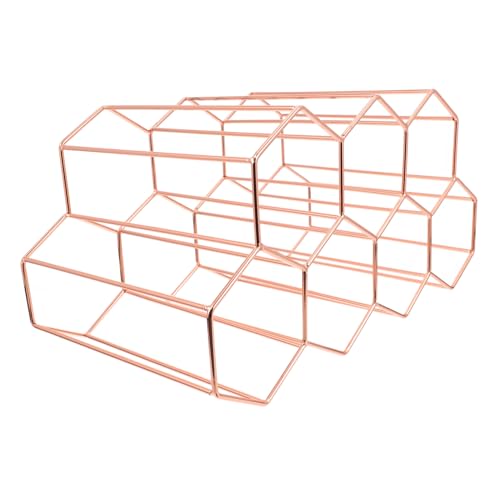 BATHVEVE Metall Weinregal Honigwaben Design für Weinflaschen und Gläser für Küche Esszimmer oder Weinkeller Roségold von BATHVEVE