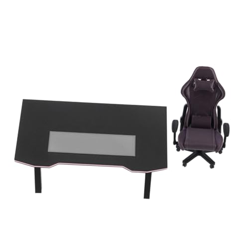 BATHVEVE Mini E Sport Tisch Und Stuhl Möbel Miniatur Puppenhaus Tischmodell Kleine Puppenhausmöbel Mini Computerstuhl Miniatur Computer Kleine Hausmöbel Schwarz von BATHVEVE