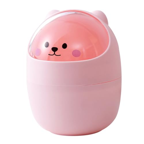 BATHVEVE Mini Mülleimer mit Deckel Desktop Abfalleimer Tragbarer Mülleimer für Büro Schlafzimmer und Badezimmer Rosa Multifunktional von BATHVEVE