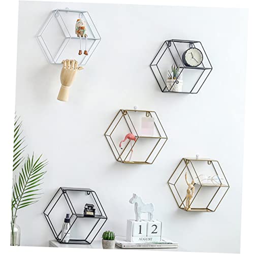 BATHVEVE Wandregal Kreativen Nordischen Stil Sechseckige Aufbewahrung mit Doppeltem Regal Wandmontage für Schlafzimmer Wohnzimmer und Schwarz ohne Bohren BATHVEVE Wandregal Kreativen Nordischen Stil Sechseckige Aufbewahrung mit Doppeltem Regal Wandmontage für Schlafzimmer Wohnzimmer und Schwarz ohne Bohren von BATHVEVE