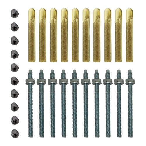 BATIFIX Verbundanker-Montageset | Ankerstangen + Verbundankerpatronen + Hutmuttern DIN 1587 | styrolfrei | Option 1 | verzinkter Stahl oder Edelstahl A4 (Verzinkter Stahl, M16 x 190) von BATIFIX