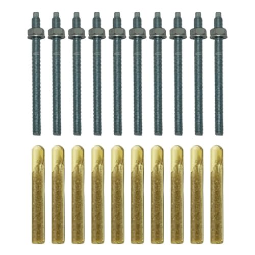BATIFIX Verbundanker Set 10 Stück, Patrone + Ankerstange - Edelstahl A4 oder verzinkt I Styrolfrei Option 1 I Schwerlast-Anker I Schwerlast-dübel I Gewinde (Verzinkter Stahl, M8 x 150) von BATIFIX
