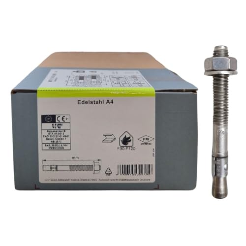 Bolzenanker Edelstahl A4 V4A mit ETA Zulassung Industriequalität Schwerlastanker Ankerschraube Keilanker Stahlanker Dübel Blitzdübel Anker Schwerlastdübel (50, M8 x 110) von BATIFIX