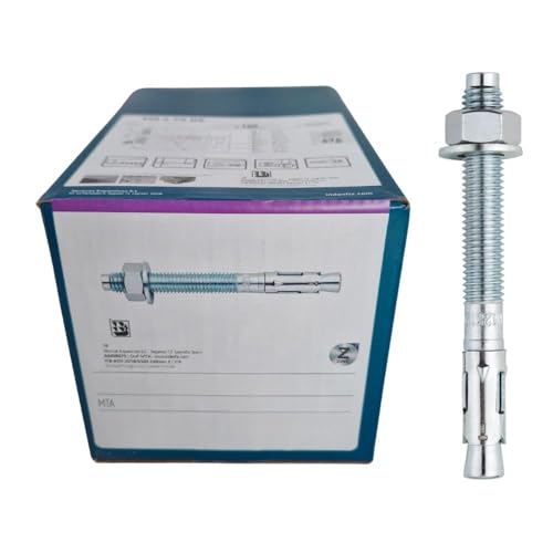BATIFIX Schwerlastanker Schwerlastdübel Bolzenanker Keilanker Anker Ankerbolzen Ankerschraube Blitzdübel verzinkt inklusive Mutter und Unterlegscheibe (10, M12 x 120) von BATIFIX
